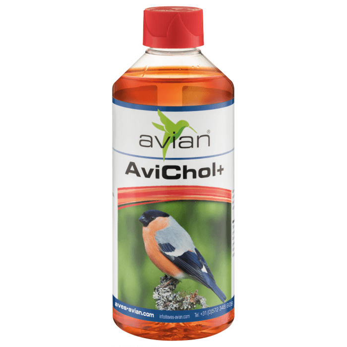 Avian – AviChol + 500 мл. Лечебни - Терапевтични Aves - Avian Добавки към Храната Подпомагане на красиво оперение Самооскубване и други критични случаи Всички продукти