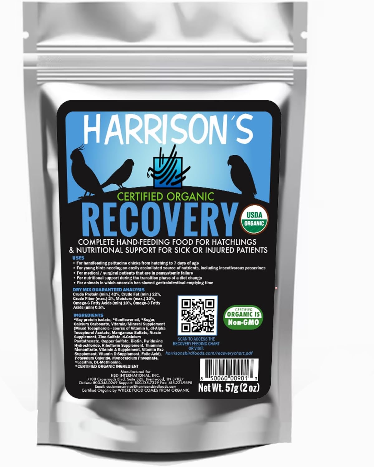 Harrison's Bird Foods Сертифицирана био формула за ръчно хранене Recovery 57гр